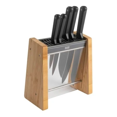 Image of Kuhn Rikon ICED Bamboo Knife Block 6pc set (Paring, Utility, Chef&#039;s 20cm, Santoku, Bread knife, Block)