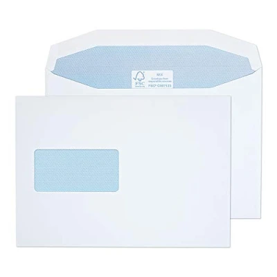 Image of Blake Purely Everyday C5 162 x 229 mm 115 gsm Matt Coated Gummed Window Mailing Envelopes (4808) White Pack of 500