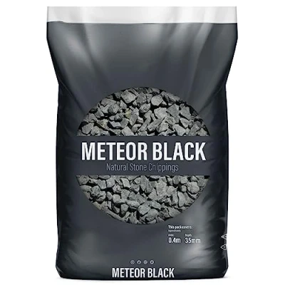 Image of UNIQUE HOME LIVING Decorative Stone Chippings Rock Slate Garden Patio Gravel Aggregates Pathway Driveway Natural Stones Pebbles METEOR BLACK 10 20mm