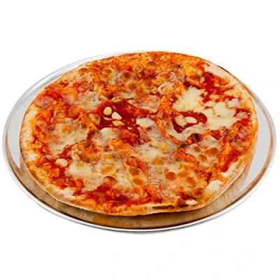 Image of Genware Wide Rim Pizza Tray 10inch Aluminium Tray, Bake &amp; Serve Pan, Plate