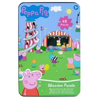 Image of RMS 48 Piece Peppa Pig &amp; Friends Kids Fairground Wooden Jigsaw Puzzle