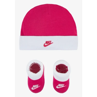 Image of Nike Sportswear Futura HAT AND Bootie BABY SET Beanie for kids, Size: 0 6m, Rush pink