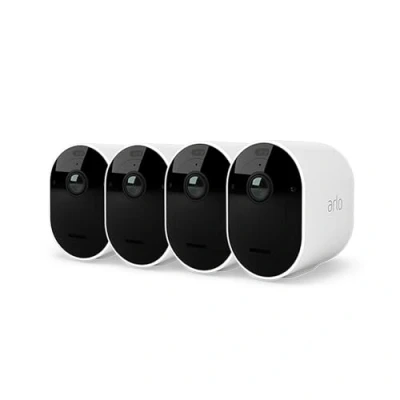 Image of Arlo Essential Security Camera Outdoor, 1080p HD, Wireless CCTV, 4 Cam Kit, No Hub Needed, Colour Night Vision, 2 Way Audio, 6 Month Battery, Free Trial of Secure Plan, White