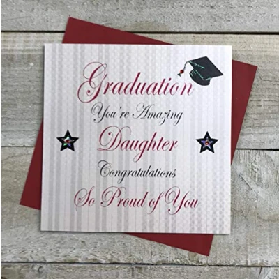 Image of WHITE COTTON CARDS You&#039;re Amazing Daughter Congratulations So Proud of You Handmade Graduation Card, PD164 D