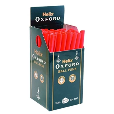 Image of Helix Oxford Ballpoint Pens Red (Box of 50)