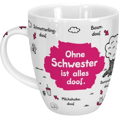 Image of Sheepworld 45139 with No Print ist alles doof Porcelain Mug, Pink, 9.5 x 11 cm