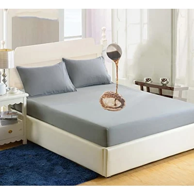 Image of Double Mattress Protector Waterproof Cover Fitted Sheets 140x200cm Soft Washable Breathable Bed Sheet 30cm deep