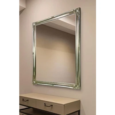 Image of FRENCH SILVER HUGE SHABBY CHIC ANTIQUE STYLE MIRROR 42&quot; X 54&quot; OVERALL SIZE (105cm 135cm)