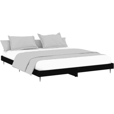 Image of vidaXL Bed Frame without Mattress Black Solid Wood 200x200 cm