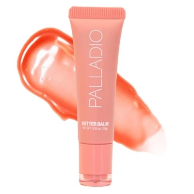 Image of Palladio Butter Balm Hydrating Lip with Sheer Tint, Aloe, Peptides, Shea Butter, and Vegan Formulation for Instant Moisture, Shine, Soothing Care, Peaches &amp; Cream