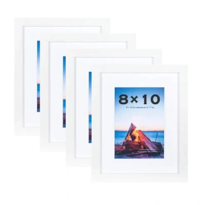 Image of Scholar Tree White 10x8 Photo Frames Set of 4, Wooden Picture for Freestanding and Wall Mountable…