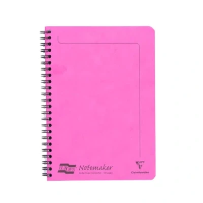 Image of Clairefontaine Ref 3087Z Europa Notemaker Sidebound Notebook (120 Pages) A5 Size, 90gsm Brushed Vellum Paper, Micro Perforated Sheets, Lined Rulings Pink