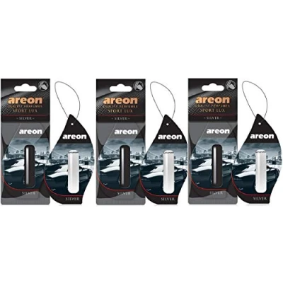 Image of AREON Liquid Car Air Freshener Hanging Silver Pendant Perfume Long Lasting Home 3D 5 ml Pack of 1