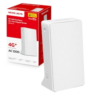 Image of MERCUSYS MB230 4G AC1200 WiFi 4G+ CAT6 Router, Router with Sim Slot, Dual Band, Gigabit Ethernet Port, Card TP Link Plug &amp; Play, Superfast LTE Speed, App Control