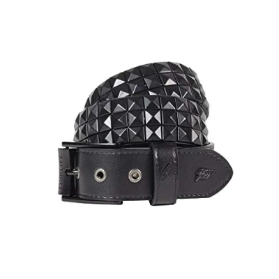 Image of Lowlife Triple S Studded Leather Belt in Matt Black size 24&quot; 26&quot; Waist (XS)