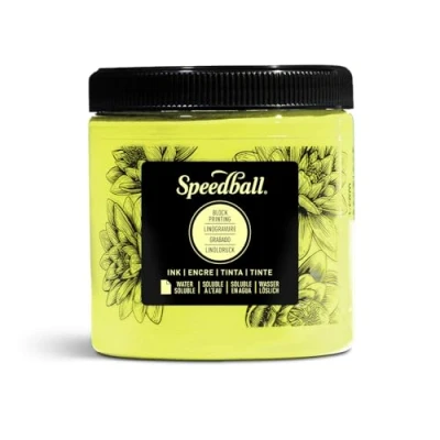 Image of Speedball 8oz Water Soluble Block Ink Fluorescent Yellow, for Printing, Lino Screen Artists Kit