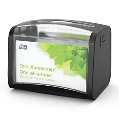 Image of Tork 272611 Xpressnap Tabletop Napkin Dispenser N4 / Paper Suitable for Interfold Refills Signature Design Black