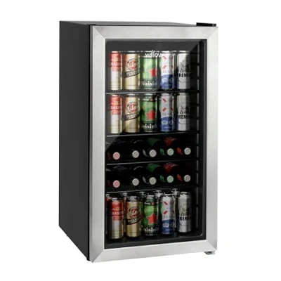 Image of Willow WBC98SS 98L Freestanding Undercounter Beverage Cooler with Triple Glazed Glass Door, Adjustable Thermostat, 2 Years Warranty Stainless Steel