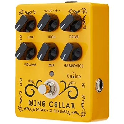Image of Caline CP 60 Wine Cellar Bass Drive &amp; DI Effects Pedal, CP60,Yellow
