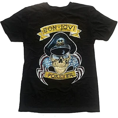 Image of Bon Jovi T Shirt Forever Band Logo Official Black Unisex XL