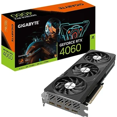 Image of Gigabyte NVIDIA GeForce RTX 4060 GAMING OC Graphics Card 8GB GDDR6, 128 bit, PCI E 4.0, 2550MHz Core Clock, 2x DP 1.4, HDMI 2.1a, DLSS 3 GV N4060GAMING 8GD