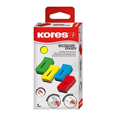 Image of Kores Random Colour Magnetic Whiteboard Eraser Rubber, School Supplies, Office Stationery Dry Wipe, Lightweight and Ergonomic 110 x 55 20 mm Pack f 1