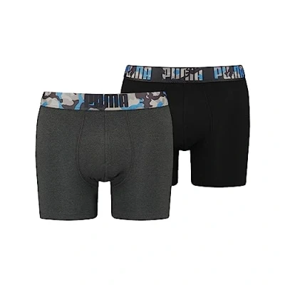 Image of PUMA Men&#039;s Boxer, Black/Regal Blue, S (Pack of 2)