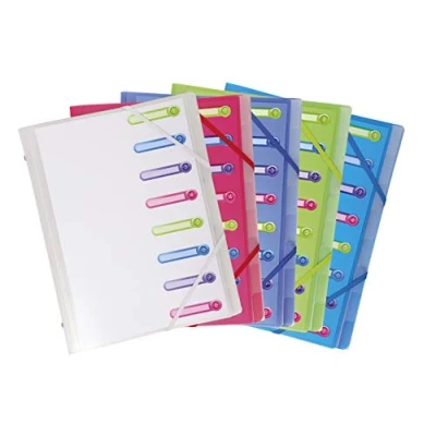 Image of Exacompta Ref 56189E Chromaline Collection Multipart File with an Internal Pocket 250 x 320mm in Size, Suitable for A4 Documents, 8 Tabbed Sections Pack of 1, Assorted