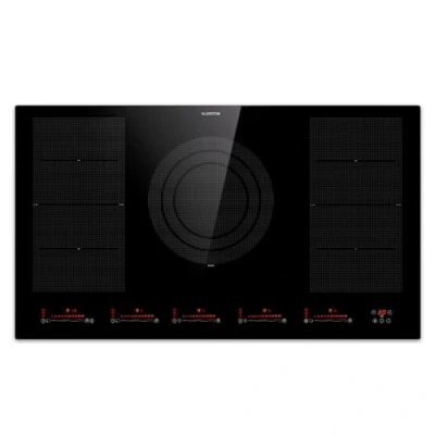 Image of Klarstein Ceramic Hob Cooktops, 5 Zone Electric Cooker Hob, Energy Efficient Induction Cooktop w/Combinable Zones, 9600W Table Top Touch Control, Slide Design, Hobs