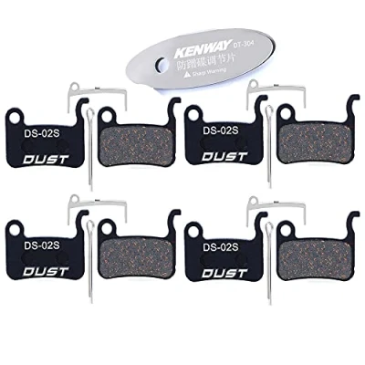 Image of CYCEARTH 4 Pairs Bike Bicycle Disc Brake Pads for Shimano Deore XT XTR LX SLX Hone ZOOM Saint (Semi Metallic/Sintered Metal) Metallic)