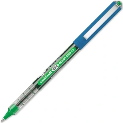 Image of Uni ball Eye Ocean Care UB 150ROP Green Rollerball Pens. Fine 0.7mm Ballpoint Tip for Super Smooth Writing, Drawing, Art, Crafts and Colouring. Fade Water Resistant Liquid Ink. 12 Pack