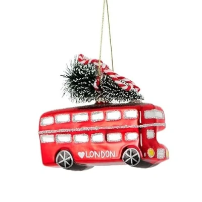 Image of Sass &amp; Belle Christmas in London Bus Shaped Bauble Red