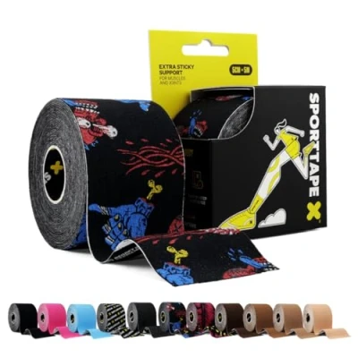 Image of SPORTTAPE Kinesiology Tape 5cm x 5m Roll Punk Physio &amp; Sports Injury Muscle for Shoulder, Knee, Ankle, Shin Splints, Joint Body Support Waterproof Hypoallergenic Kinetic