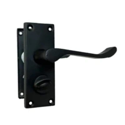 Image of Door Handles Internal for Interior Doors, Handle Sets Victorian Scroll Matt Black Lever Latch Set (Privacy Lock)
