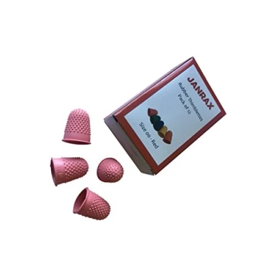 Image of Pack of 12 Red No.00 Rubber Thimblettes Extra Small Thimble Finger Cones
