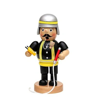Image of Dekohelden24 Wooden smoker fireman (L x W H): 8 7 16 cm.