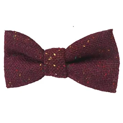 Image of Children&#039;s Kids Boys Luxury Wool Pre Tied and Elasticated Bow Tie (Burgundy) suitable for formalwear, weddings, parties, pageboy outfits