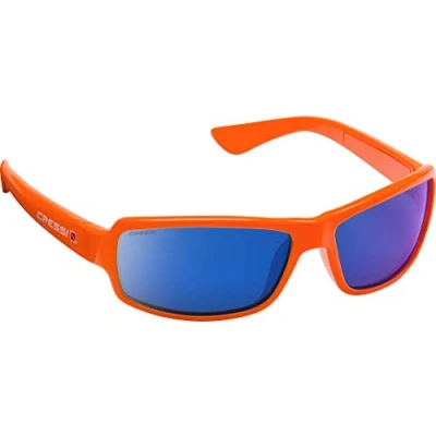 Image of Cressi Ninja Flexible Sunglasses Men&#039;s Polarized One Size, Orange/Blue Mirrored Lens Blue