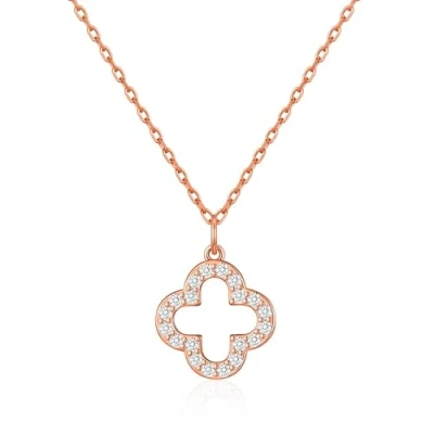 Image of Philip Jones Rose Gold Plated Clover Necklace Created with Zircondia® Crystals