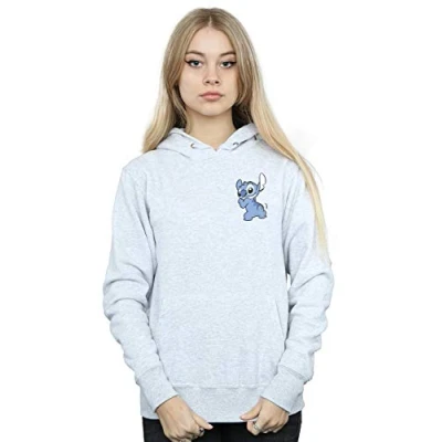 Image of Disney Women&#039;s Lilo and Stitch Backside Breast Print Hoodie Sport Grey Large