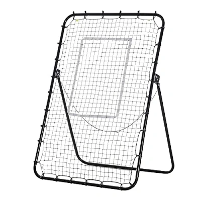 Image of HOMCOM Foldable Football Rebounder Net, Large Goal Training Aid Soccer Kickback Target Zone Play Adjustable Angles for Kids &amp; Adult Black