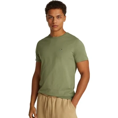 Image of Tommy Jeans Mens TJM Xslim Jersey Tee Dm0dm04411 S/S T Shirt, Green (Aruba Green), XXS UK