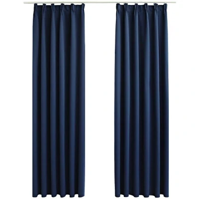 Image of vidaXL Blackout Curtains with Hooks 2 pcs Blue 140x245 cm