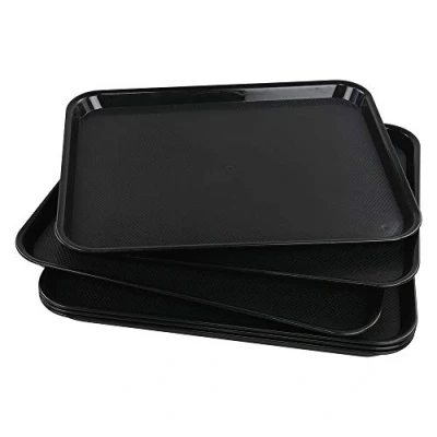 Image of Annkky Plastic Food Trays for Serving, Set of 6 Black Restaurant