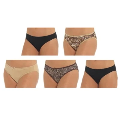 Image of Undercover Ladies 5 Pack High Leg Briefs BR771 Brown/Black Animal Print 14