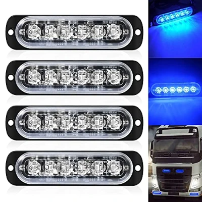 Image of DEFVNSY Pack of 4 6 LED Strobe Car Warning Light Bar Vehicle Emergency Truck Beacon Lamp Blue Traffic 12V 24V DC