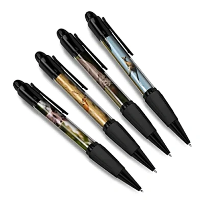 Image of DV DESIGN Set of 4 Kangaroo Black Ballpoint Pens Australian Animal Nature Wildlife Wild Travel Portrait Boys Girls Men Women Theme Pen #79456