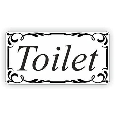 Image of Toilet Door Sign Self Adhesive Vinyl Sticker, Decal Bath Room Bathroom, WC