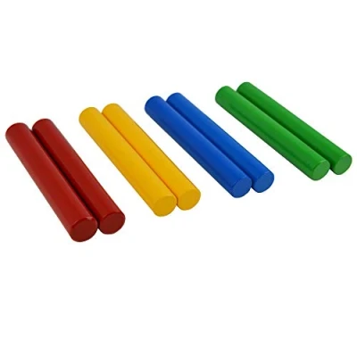 Image of A Star Mixed Colours Wood Claves, 20cm Pack of 4 Pairs Handheld Rhythm Sticks, Wooden Percussion Instrument