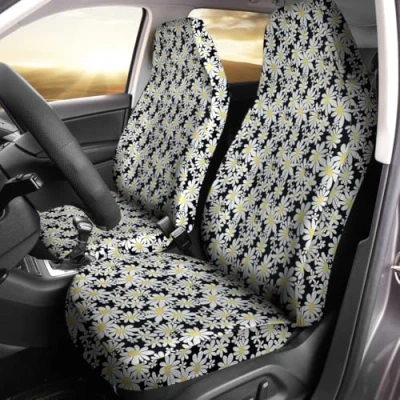 Image of Carseatcover UK Floral Fashion Waterproof Car Seat Covers Protectors Pair of Front Seats Daisy Print